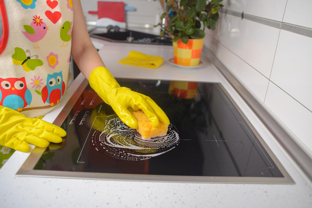 how to clean burnt glass hob